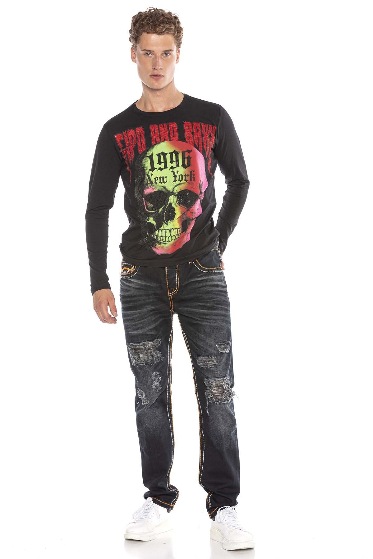 CL406 Renkli Kuru Kafalı Erkek Sweatshirt