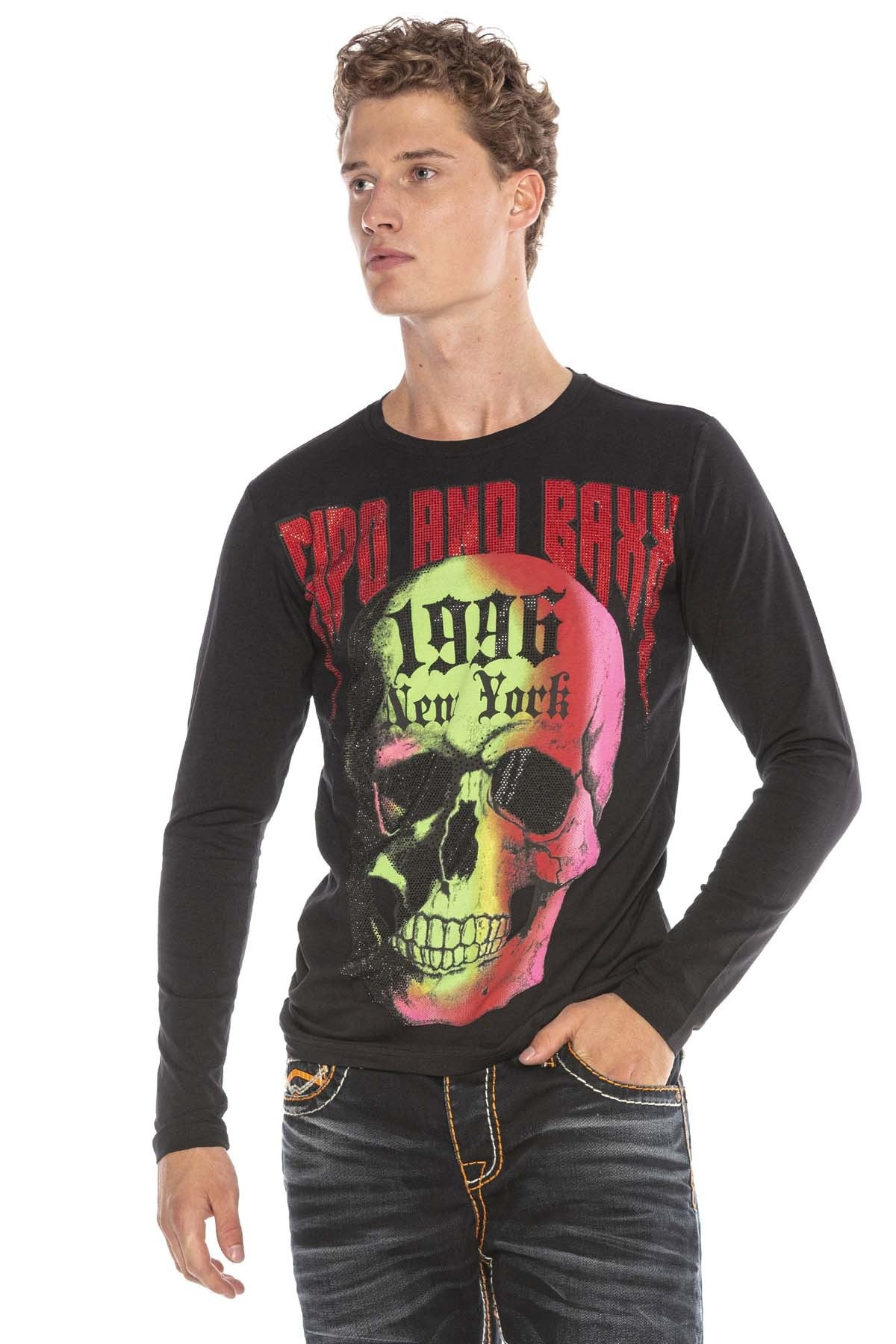 CL406 Renkli Kuru Kafalı Erkek Sweatshirt