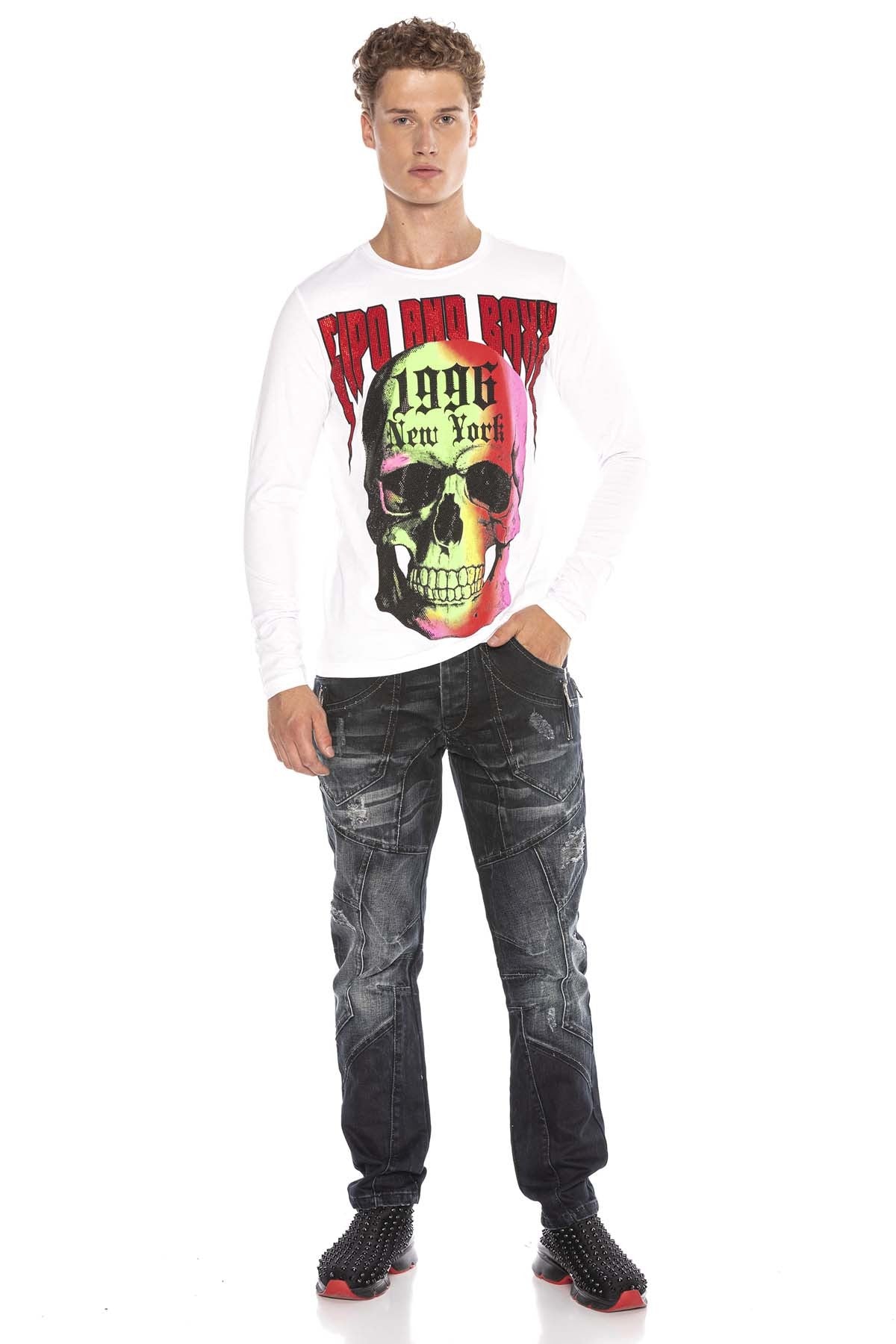 CL406 Renkli Kuru Kafalı Erkek Sweatshirt