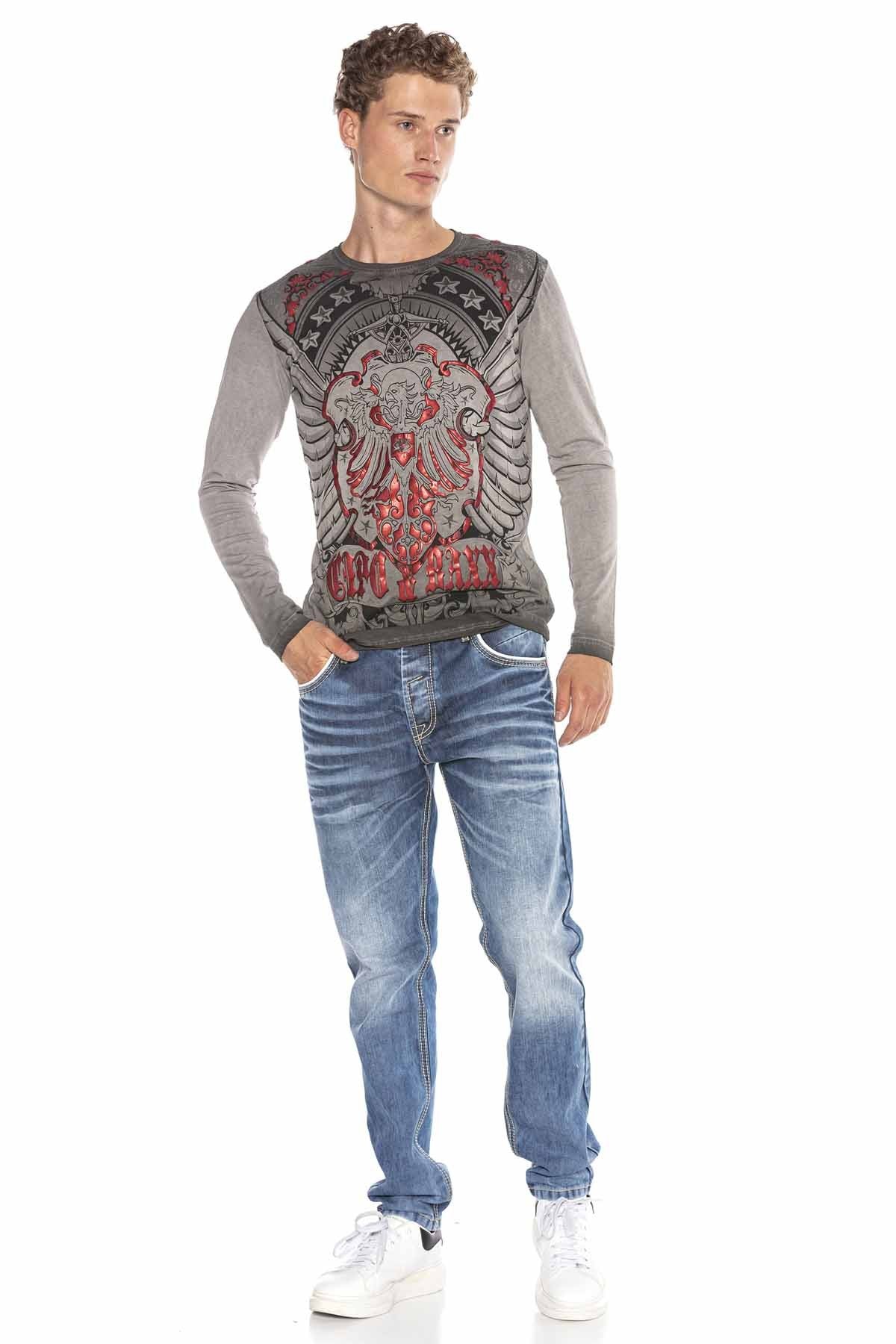 CL407 Kartal Arma Parlak Baskılı Sweatshirt