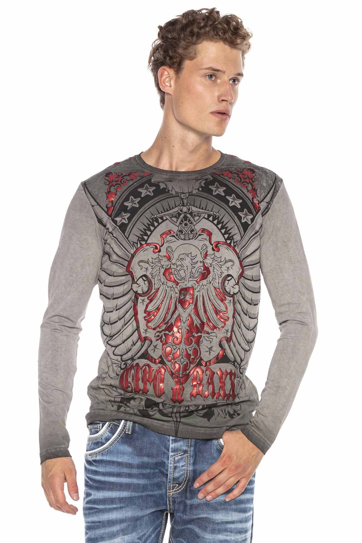 CL407 Kartal Arma Parlak Baskılı Sweatshirt