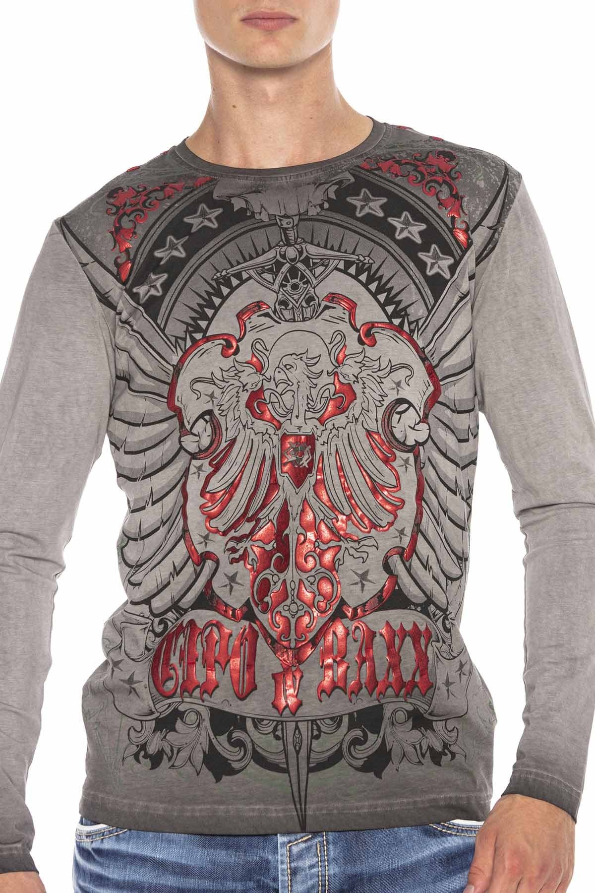 CL407 Kartal Arma Parlak Baskılı Sweatshirt
