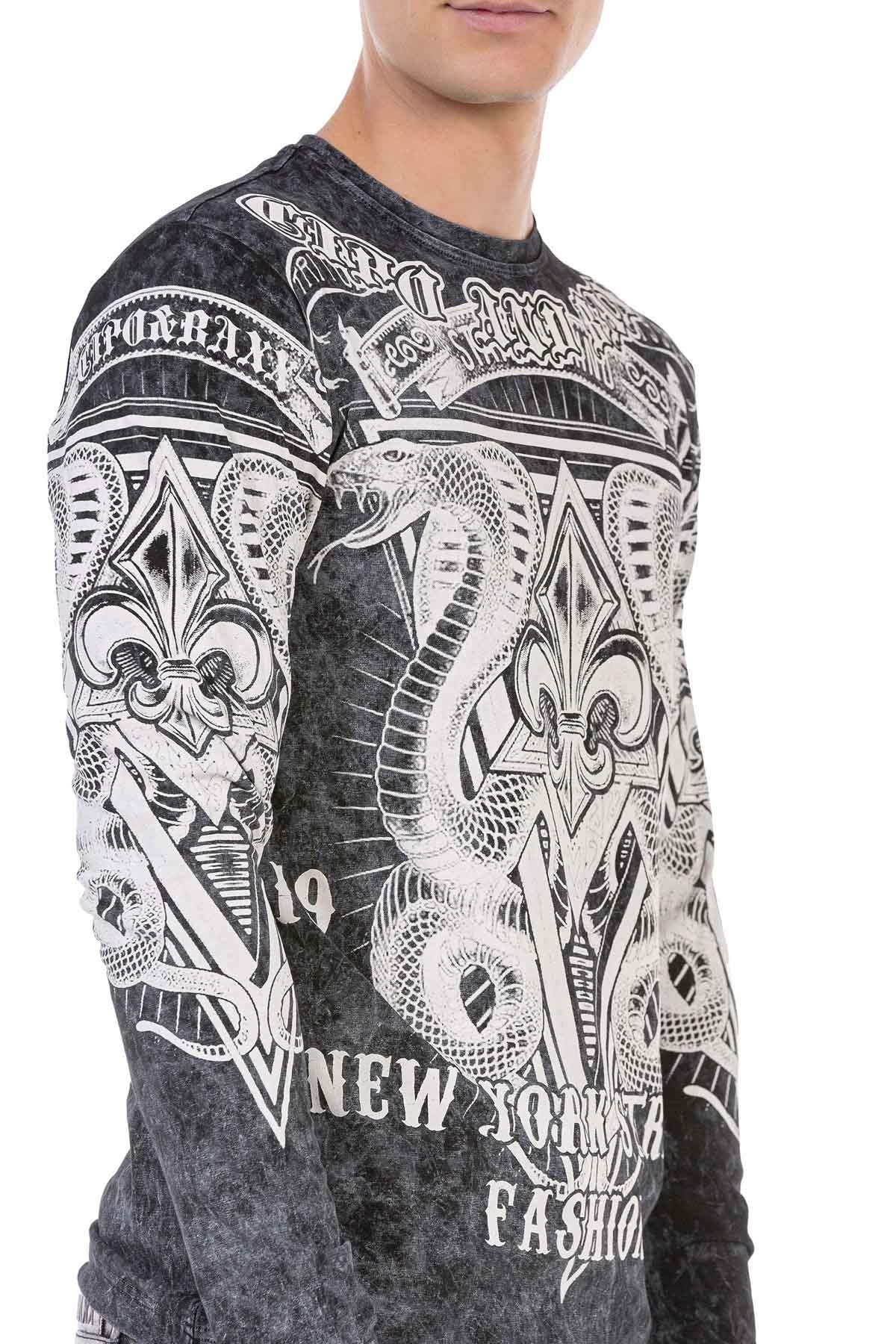 CL449 Yıkama Baskılı İnce Erkek Sweatshirt