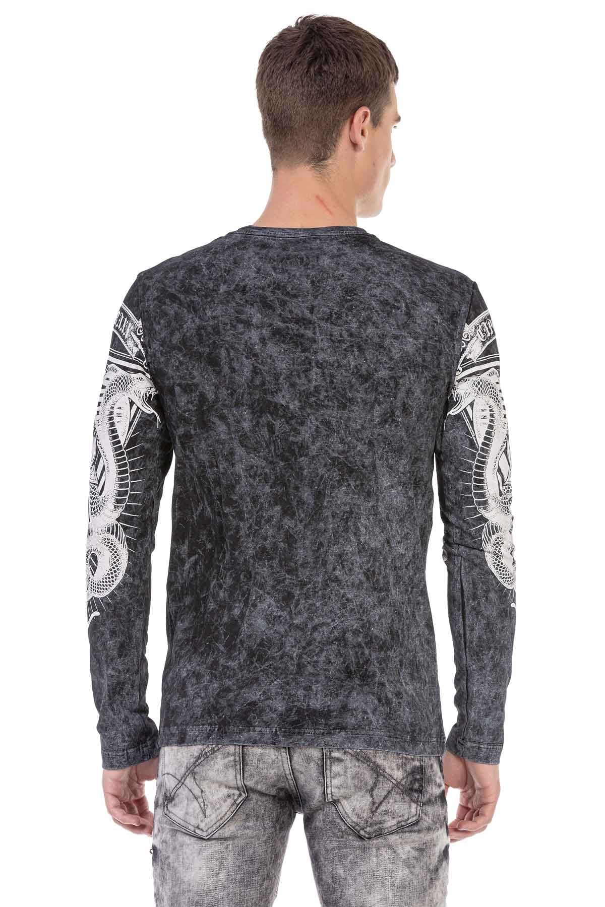 CL449 Yıkama Baskılı İnce Erkek Sweatshirt