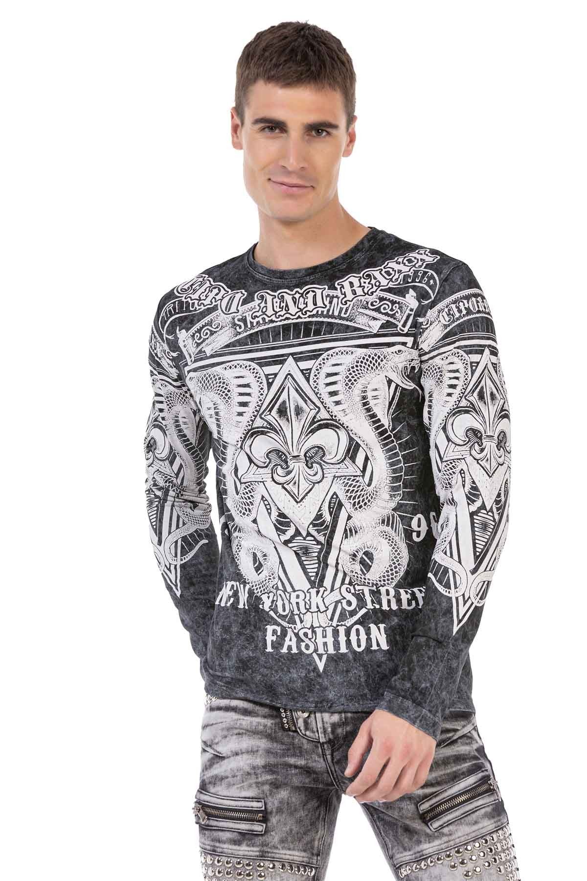 CL449 Yıkama Baskılı İnce Erkek Sweatshirt