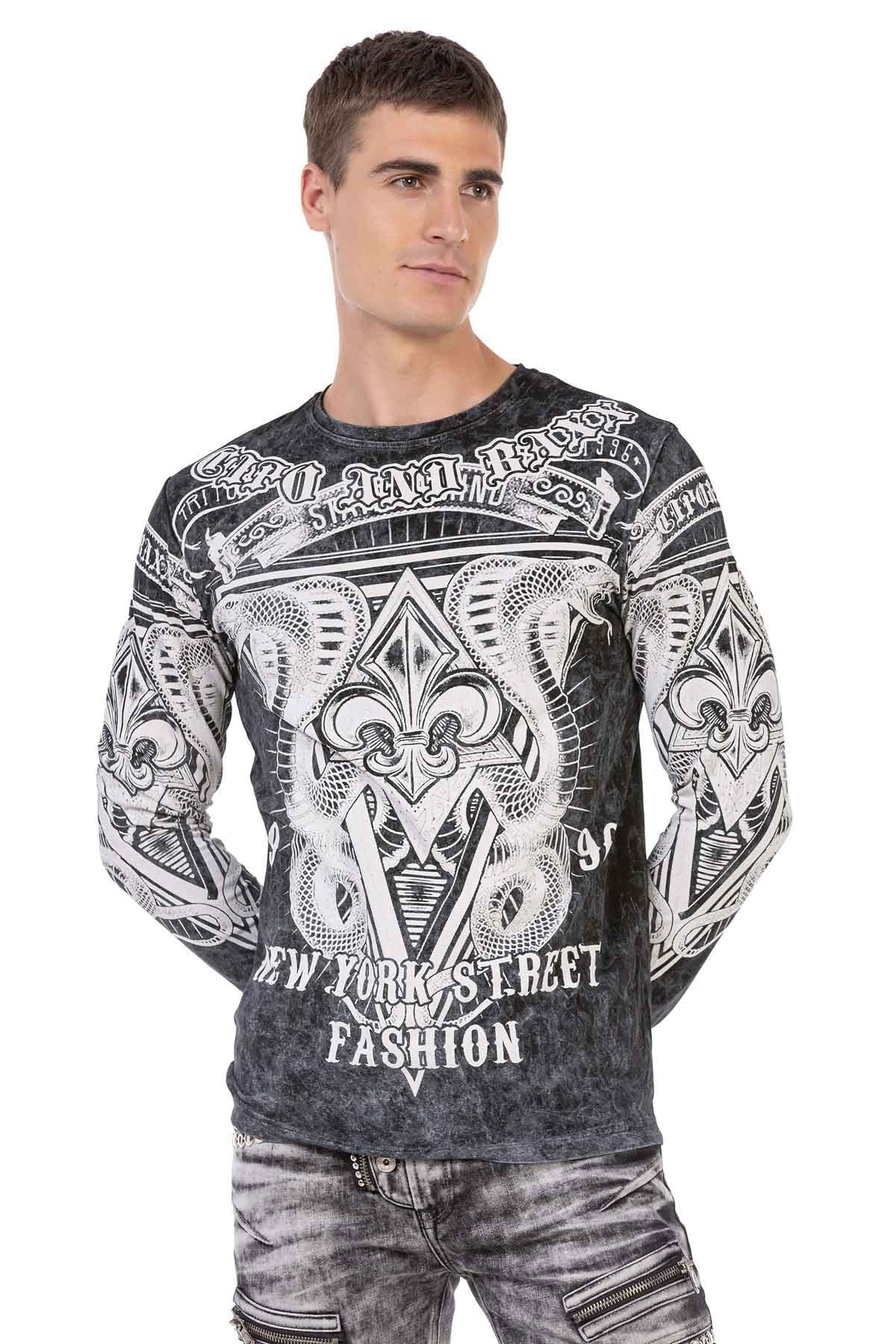 CL449 Yıkama Baskılı İnce Erkek Sweatshirt