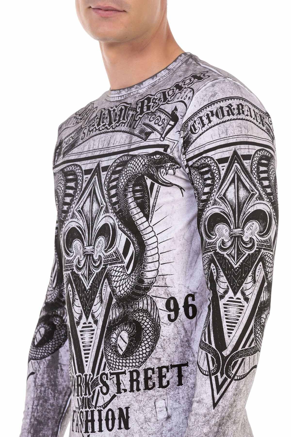 CL449 Yıkama Baskılı İnce Erkek Sweatshirt