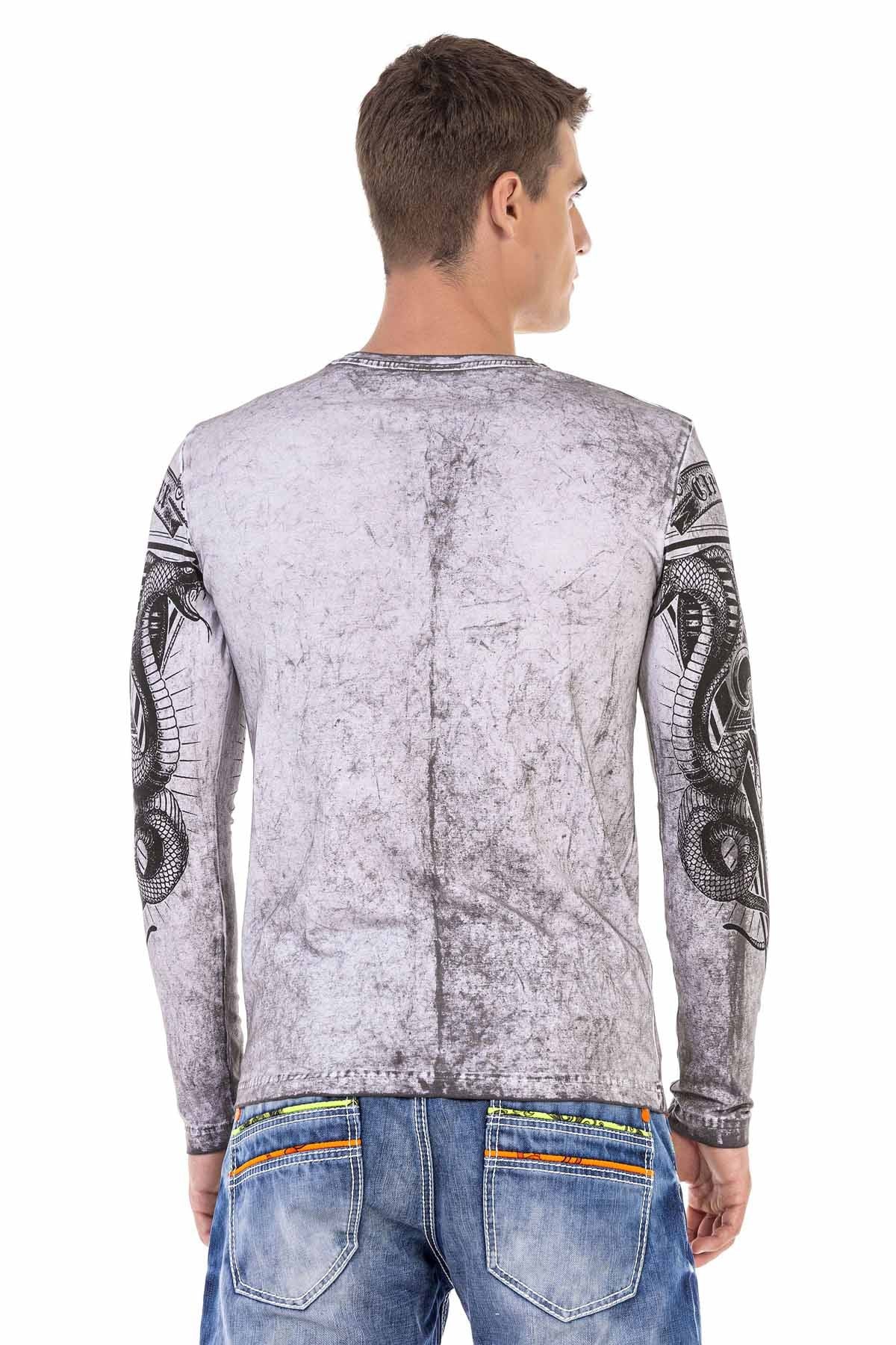 CL449 Yıkama Baskılı İnce Erkek Sweatshirt