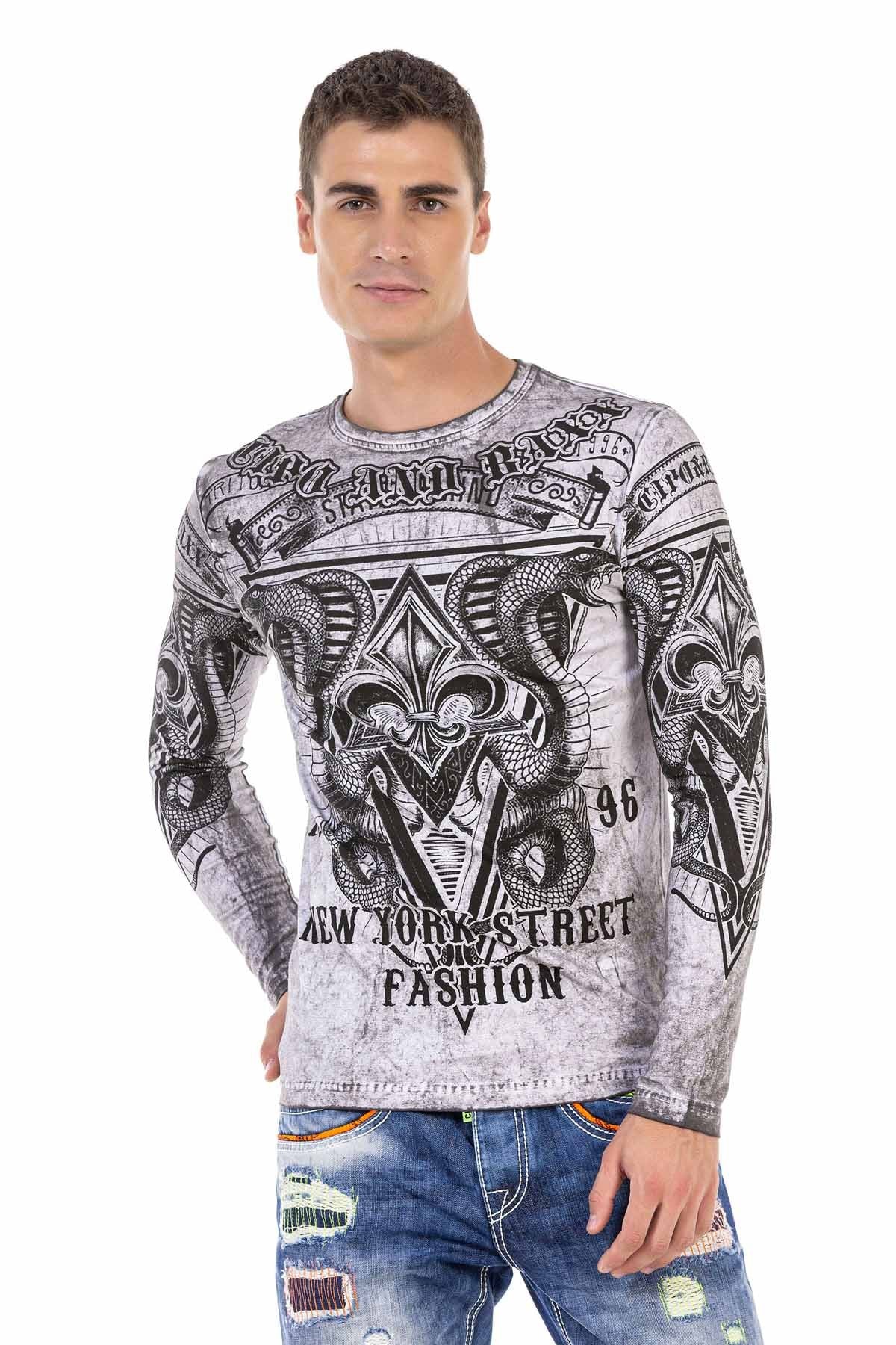 CL449 Yıkama Baskılı İnce Erkek Sweatshirt