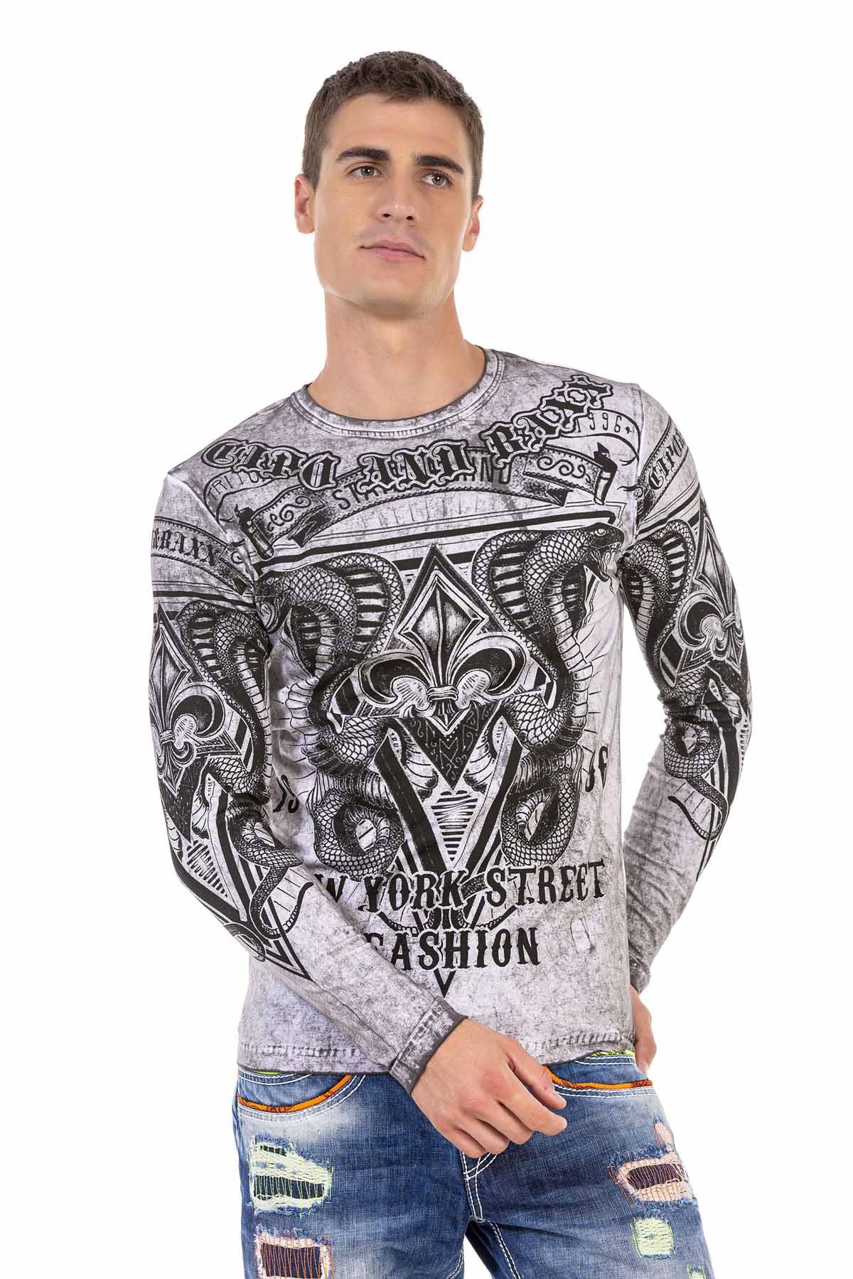 CL449 Yıkama Baskılı İnce Erkek Sweatshirt