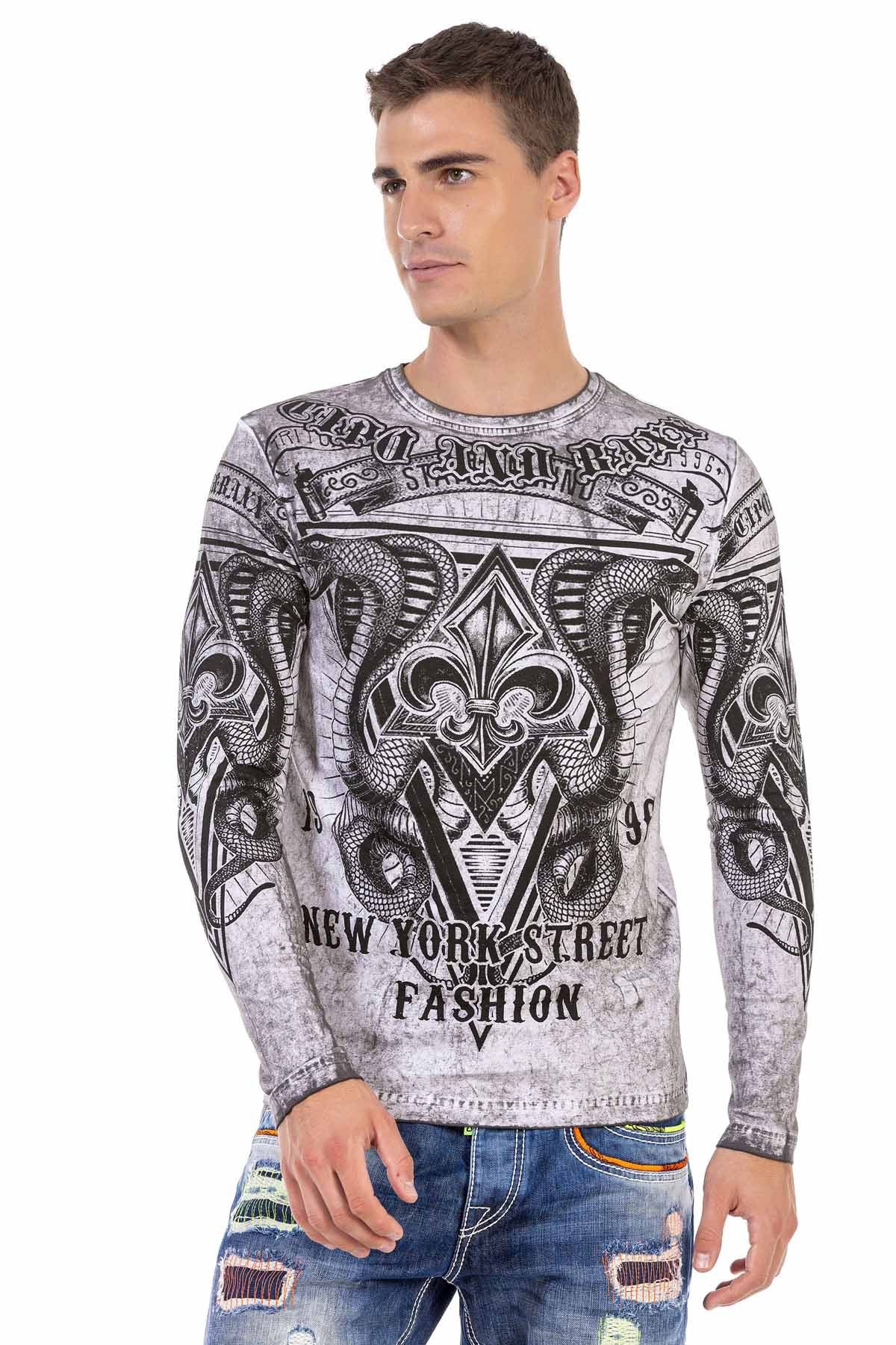 CL449 Yıkama Baskılı İnce Erkek Sweatshirt