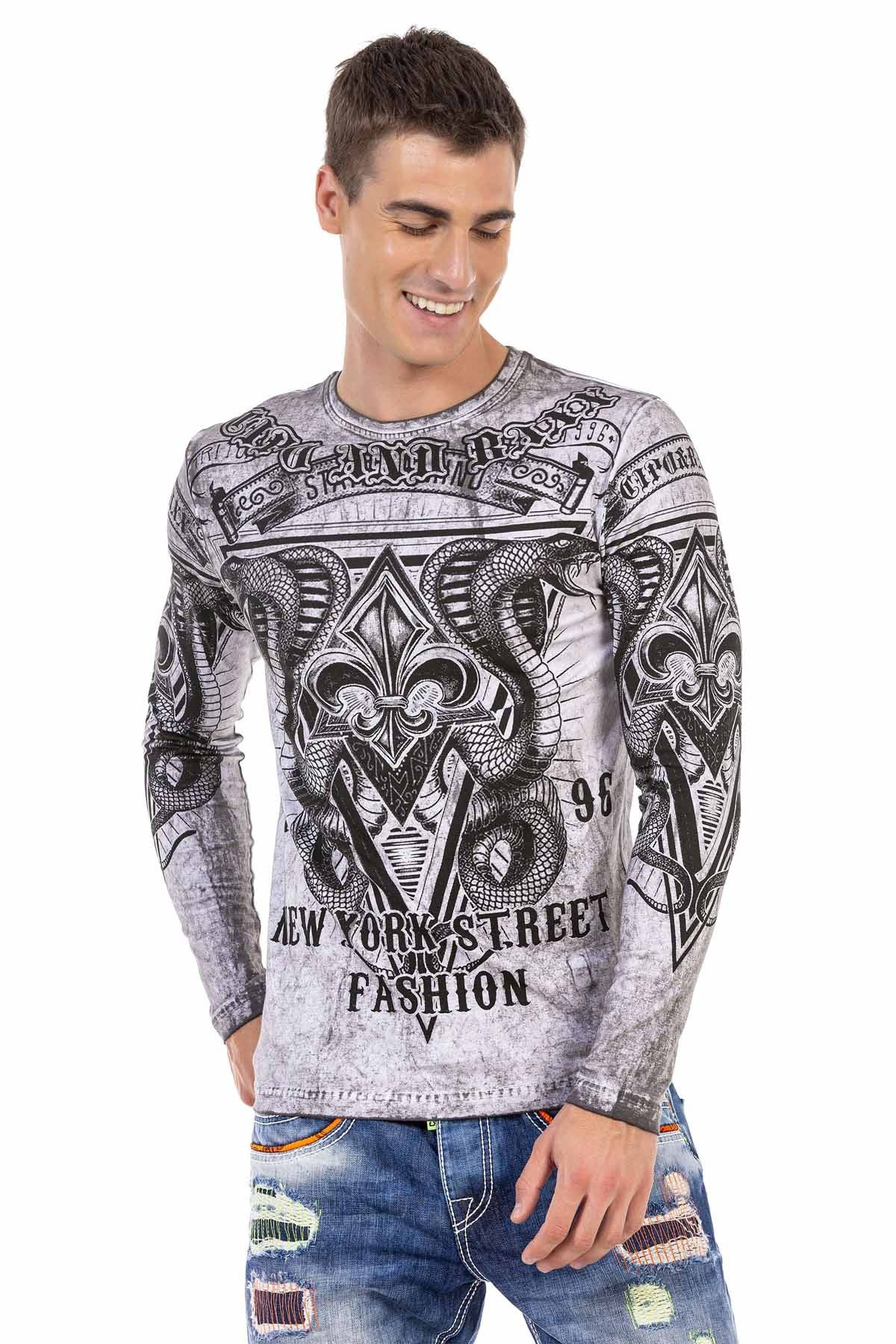 CL449 Yıkama Baskılı İnce Erkek Sweatshirt