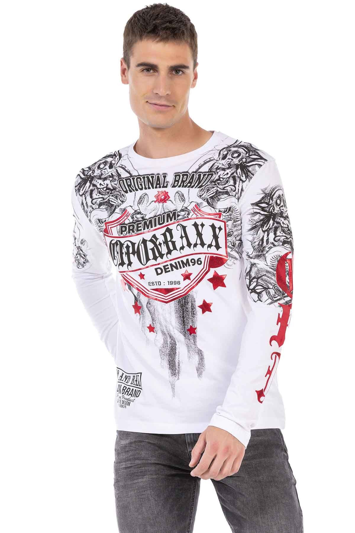 CL450 Parlak Baskılı İnce Erkek Sweatshirt