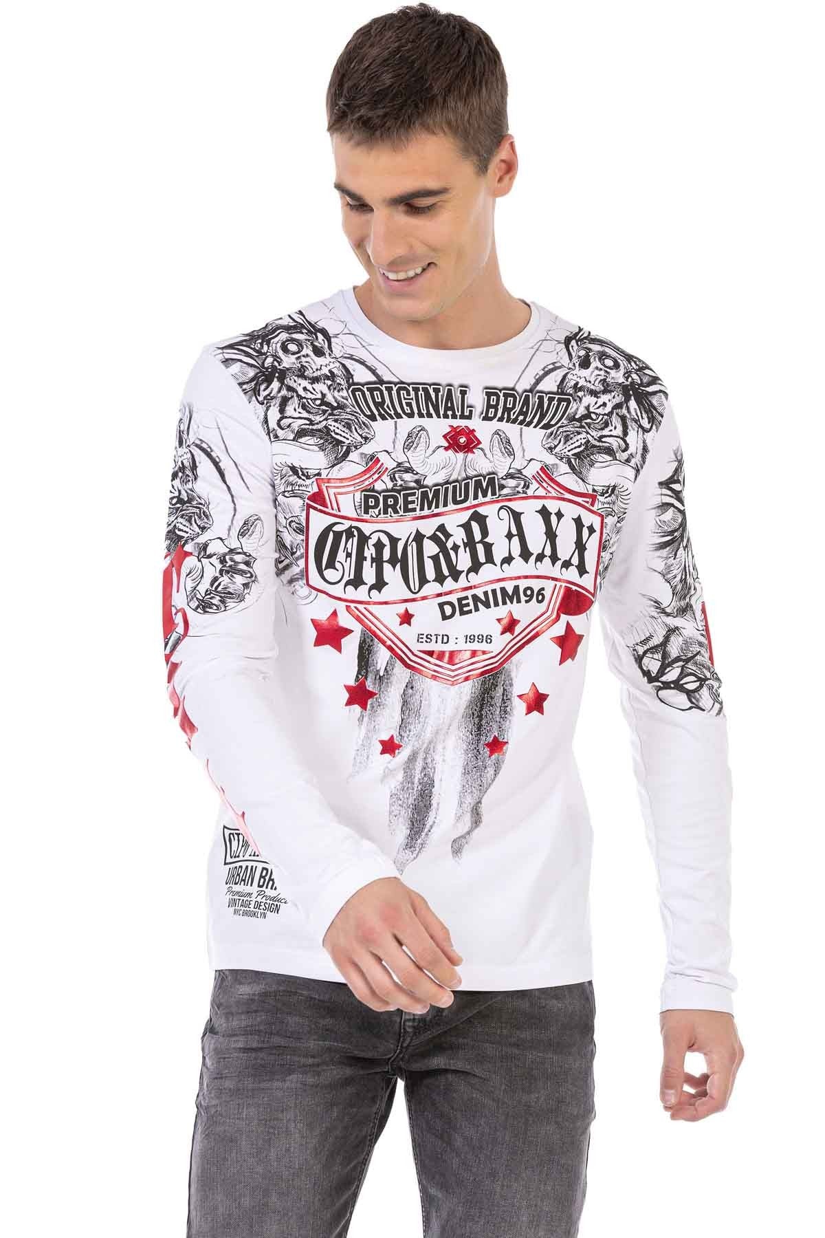 CL450 Parlak Baskılı İnce Erkek Sweatshirt