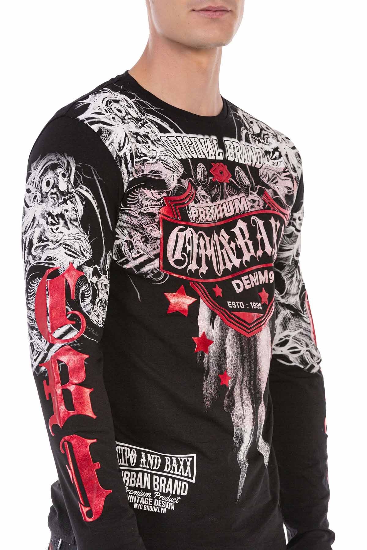 CL450 Parlak Baskılı İnce Erkek Sweatshirt