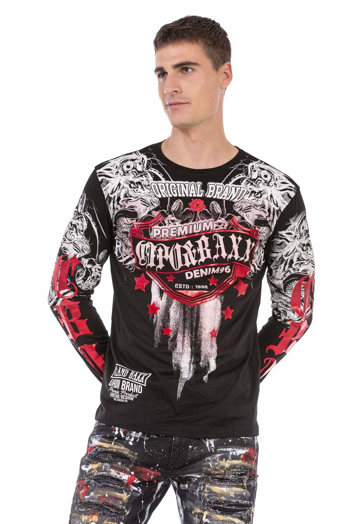 CL450 Parlak Baskılı İnce Erkek Sweatshirt