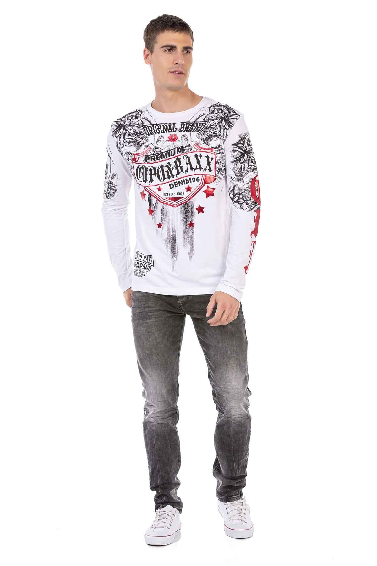 CL450 Parlak Baskılı İnce Erkek Sweatshirt