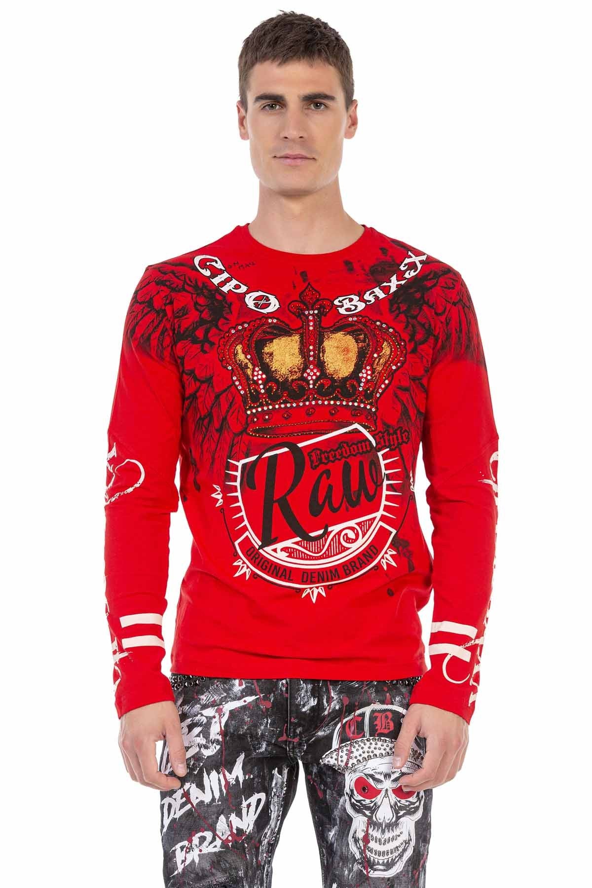 CL451 Taşlı Baskılı Men Sweatshirt