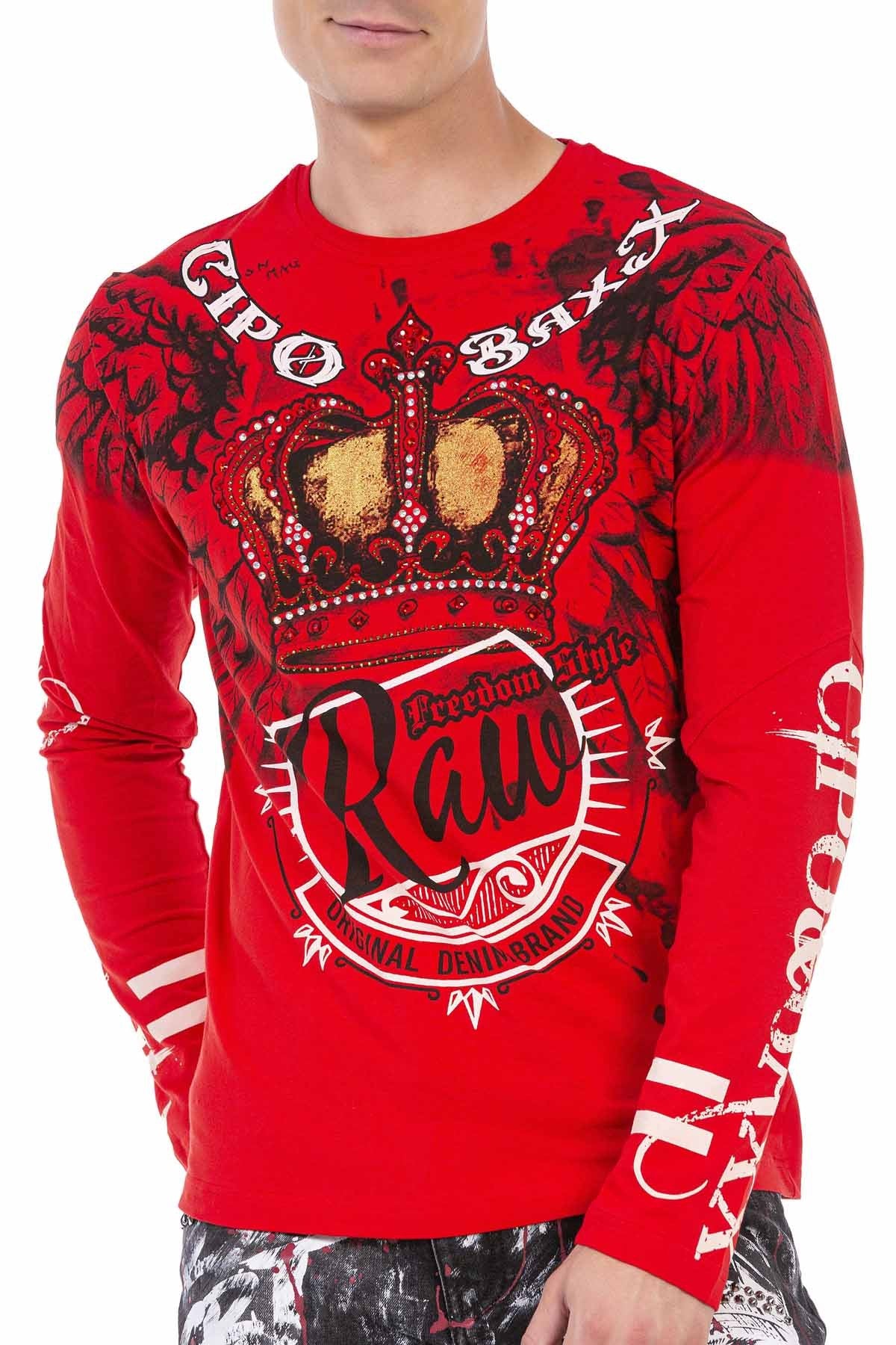 CL451 Taşlı Baskılı Men Sweatshirt