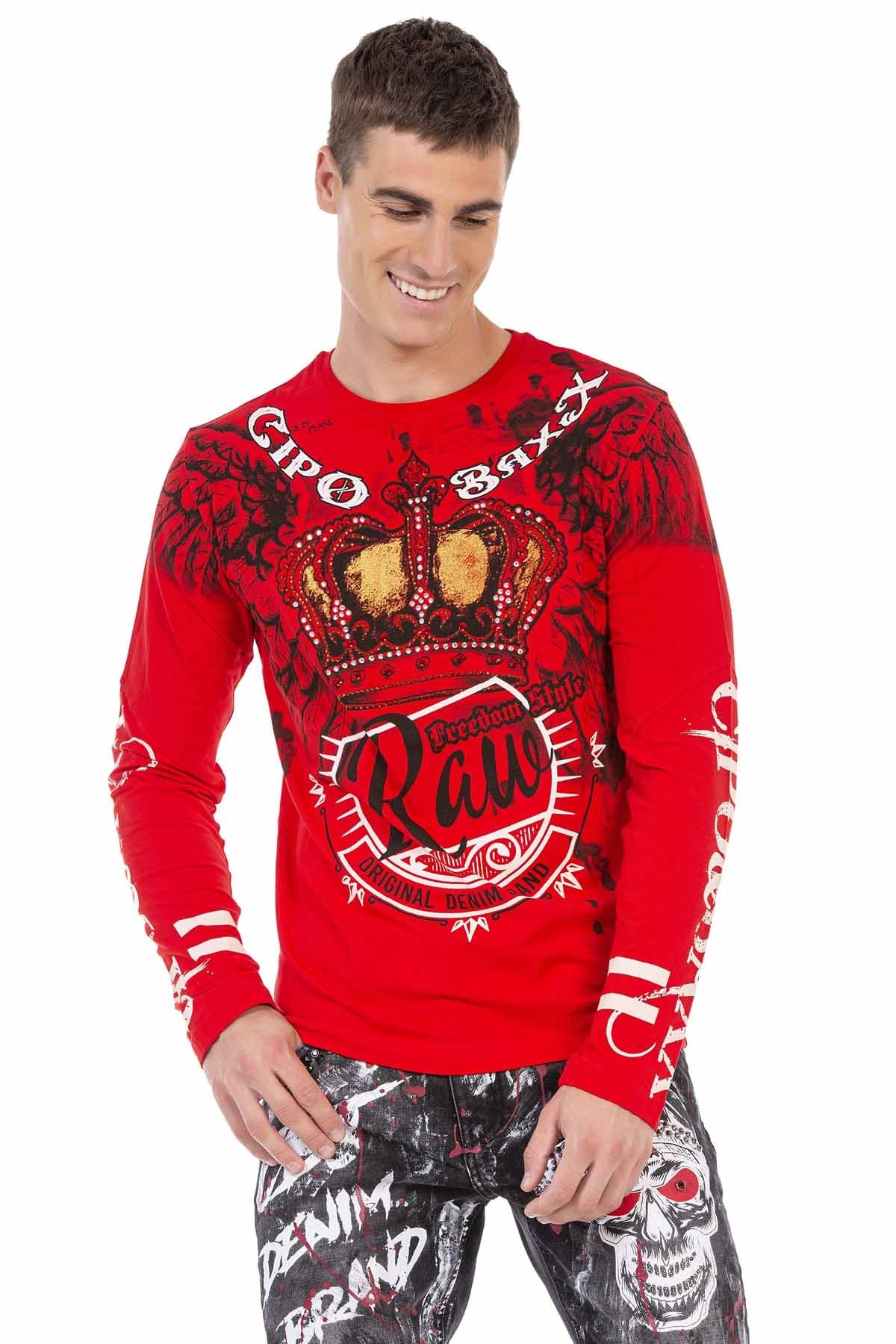 CL451 Taşlı Baskılı Men Sweatshirt