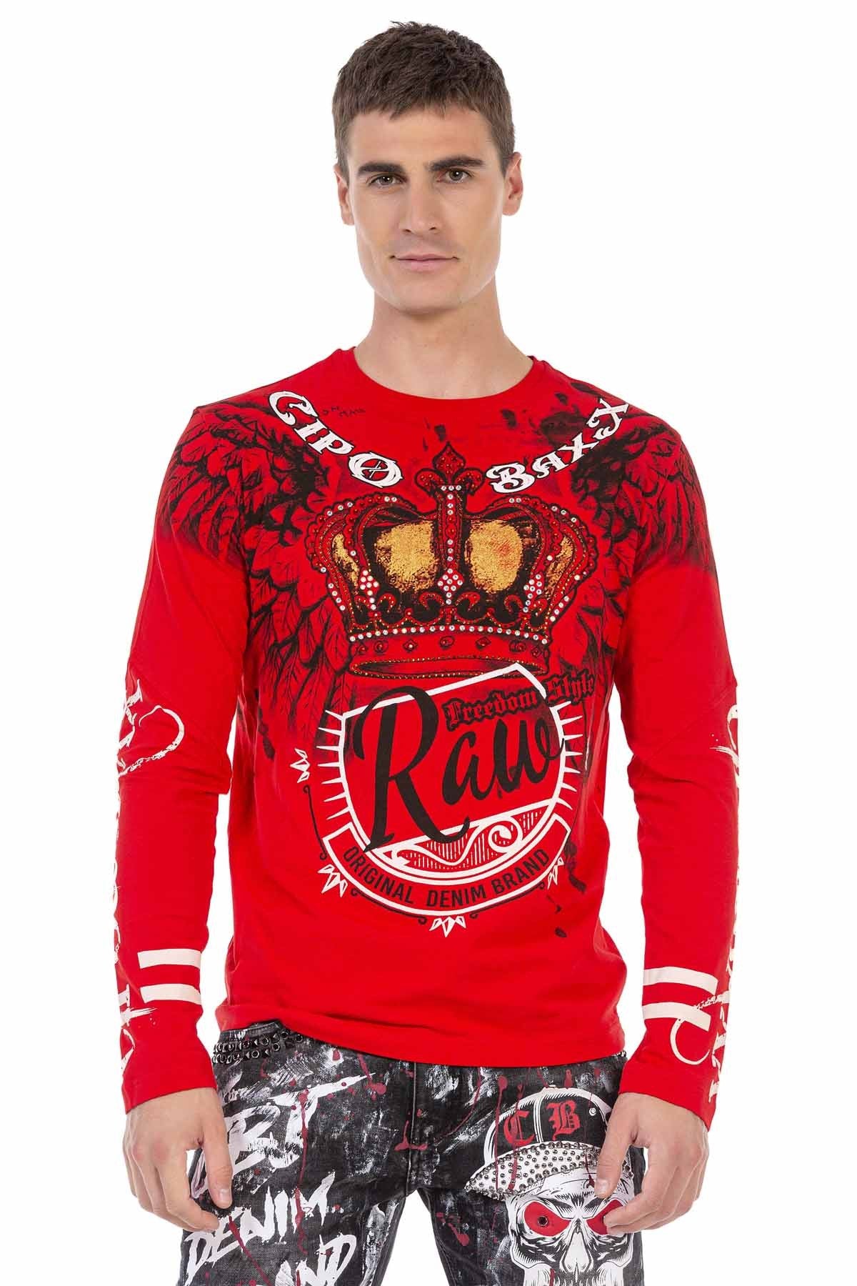 CL451 Taşlı Baskılı Men Sweatshirt