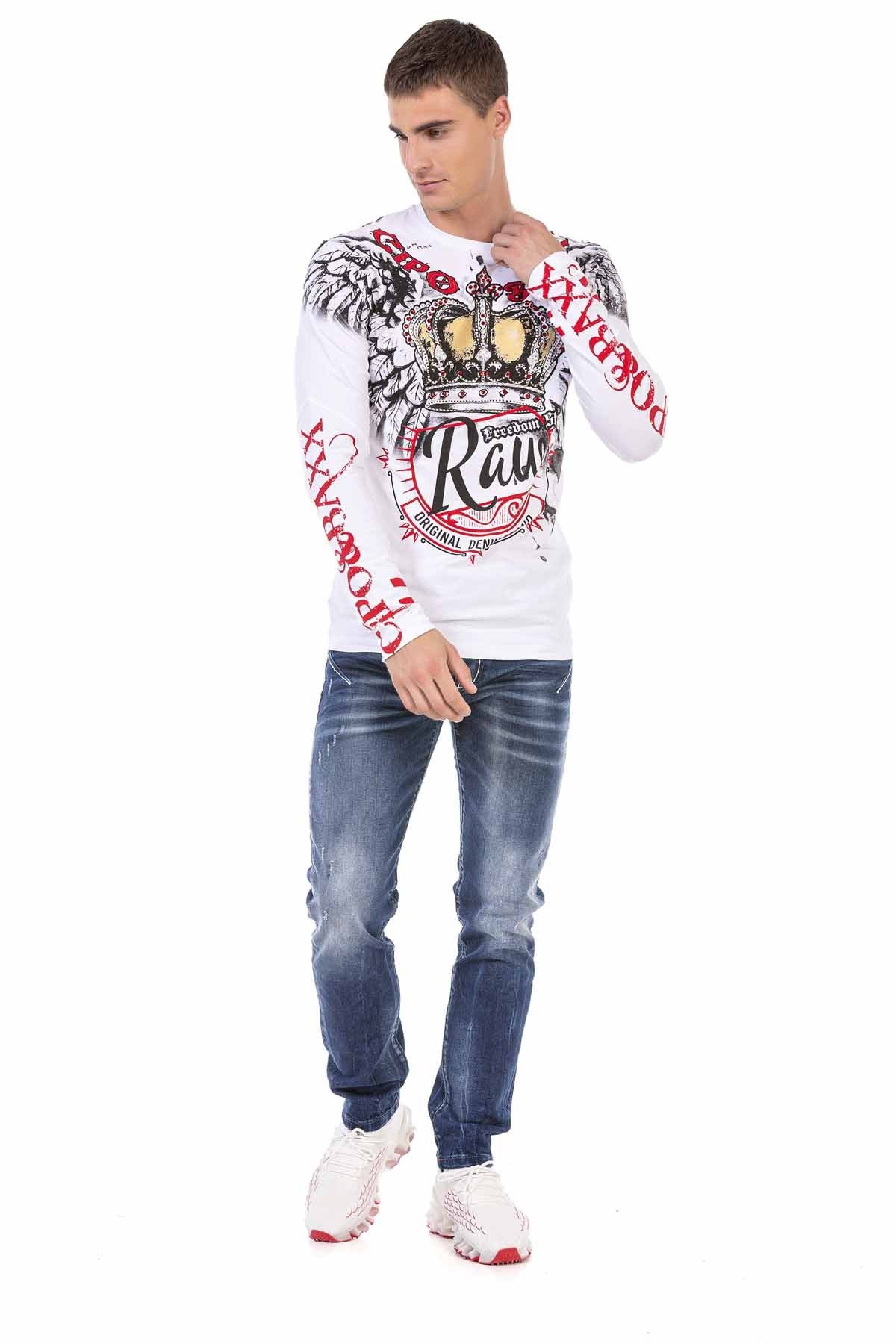 CL451 Taşlı Baskılı Men Sweatshirt