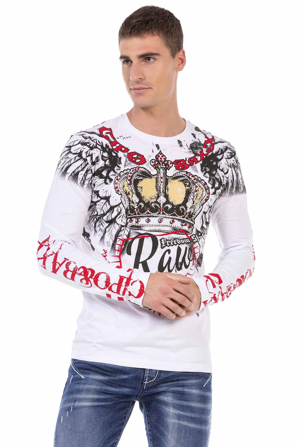 CL451 Taşlı Baskılı Men Sweatshirt