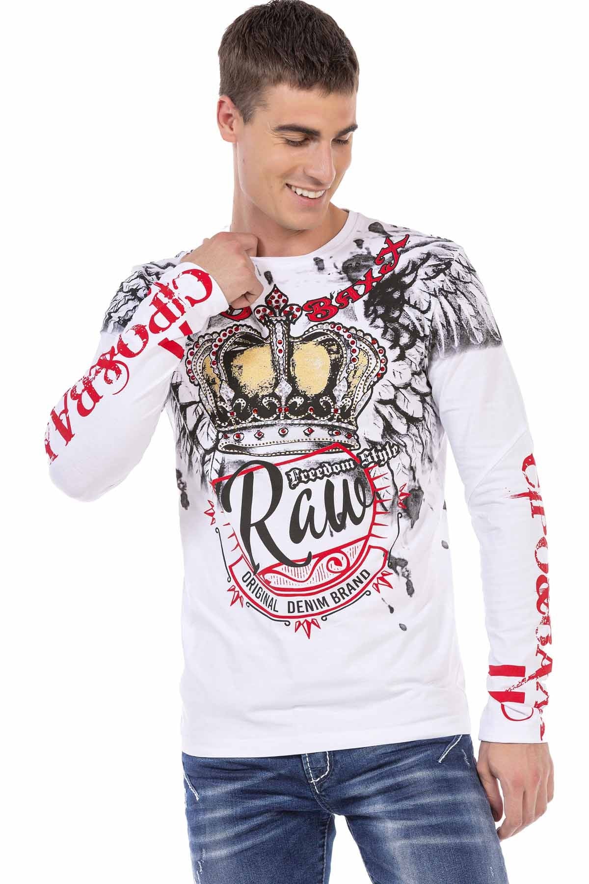 CL451 Taşlı Baskılı Men Sweatshirt