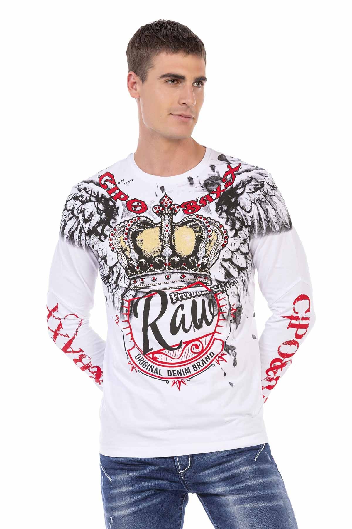 CL451 Taşlı Baskılı Men Sweatshirt