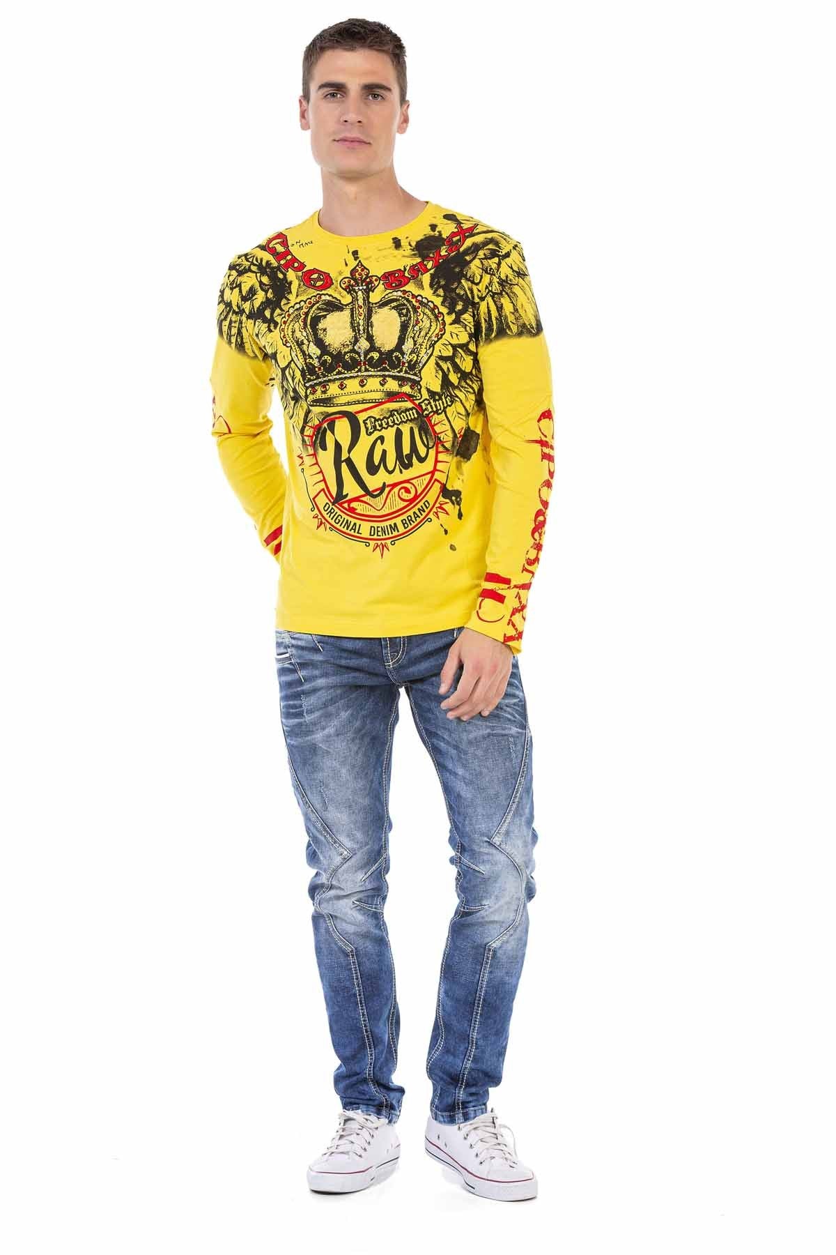 CL451 Taşlı Baskılı Men Sweatshirt