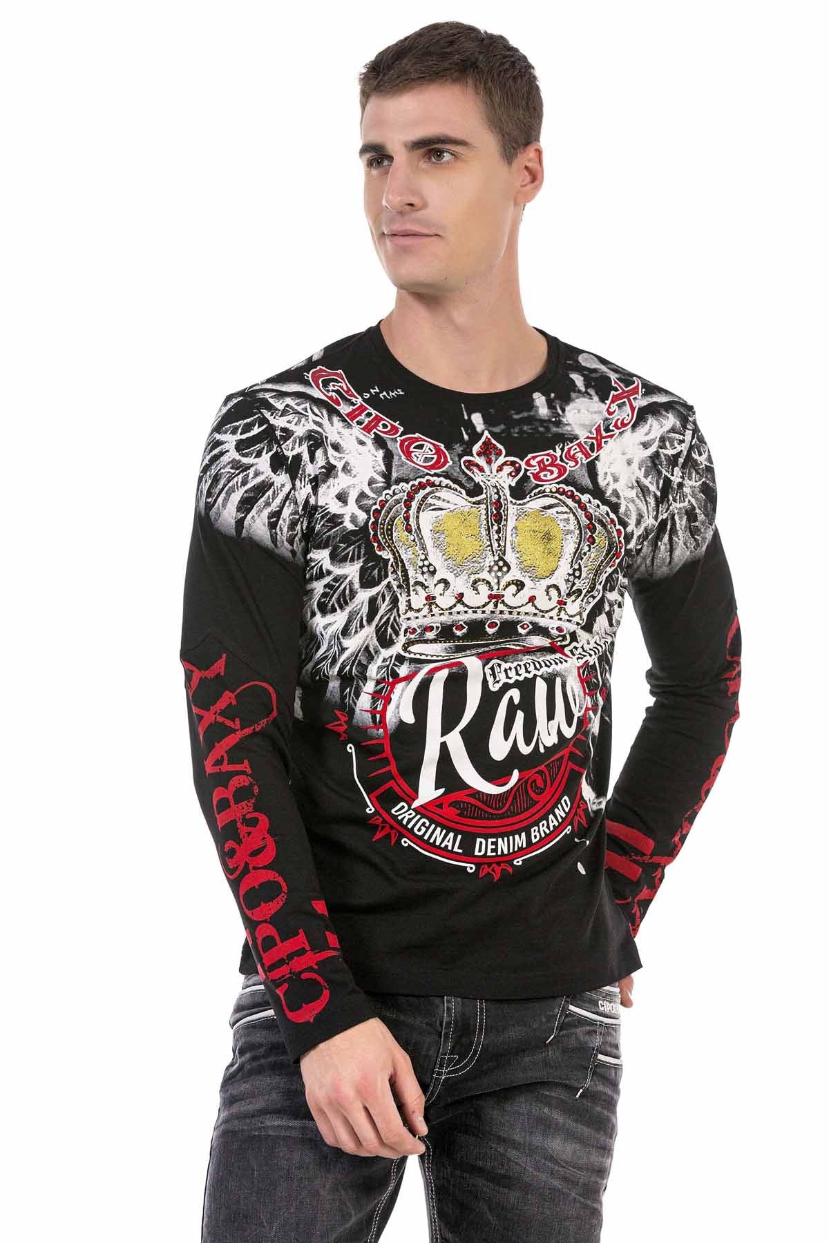 CL451 Taşlı Baskılı Men Sweatshirt