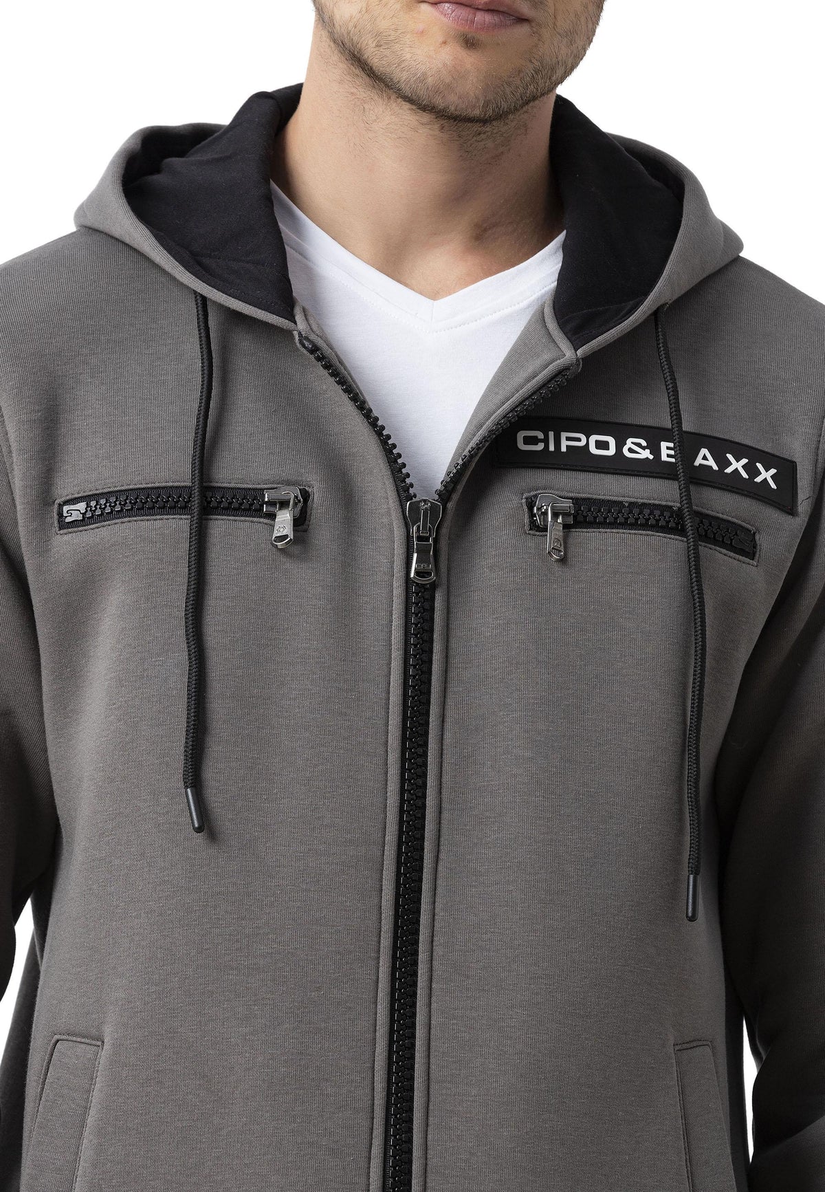 Erkek Kapüşonlu Fermuarlı Sweat Ceket CL577