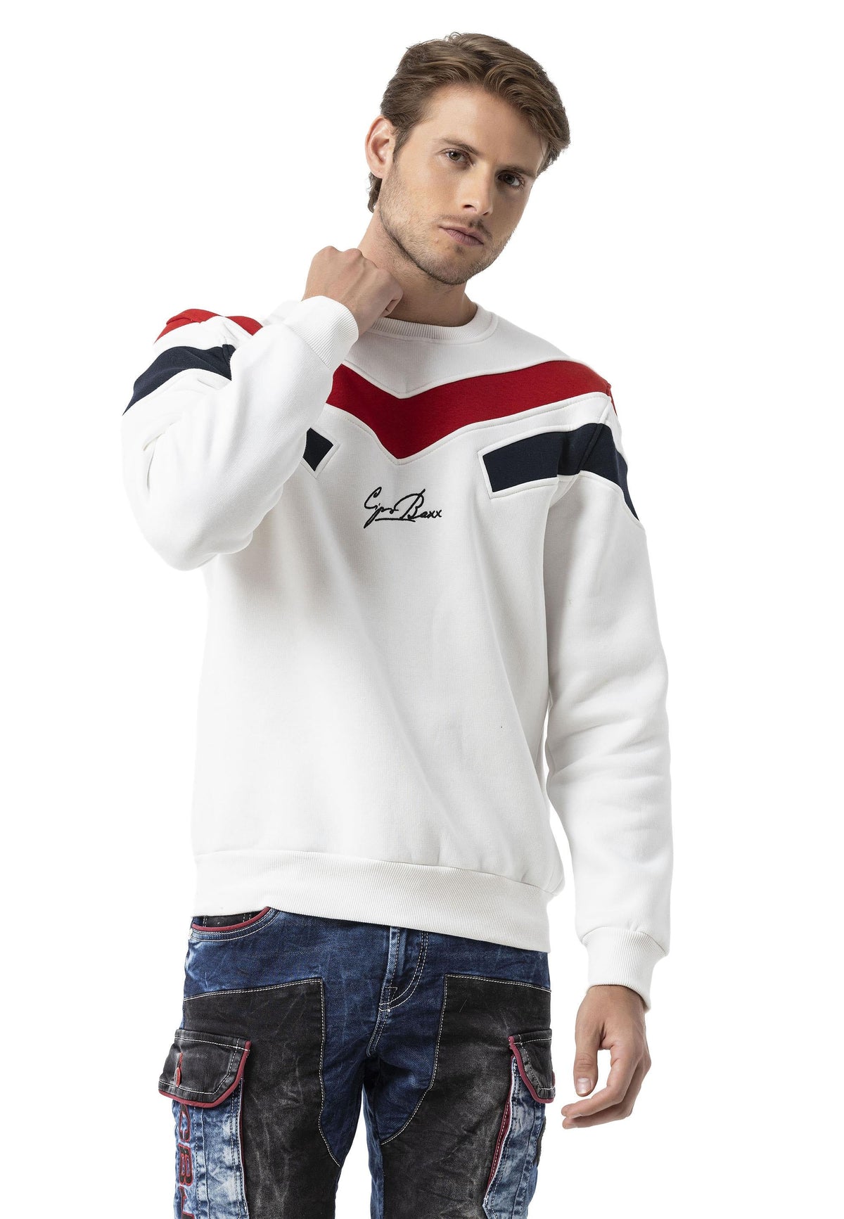 Şerit Detaylı Regular Fit Erkek Sweatshirt CL581