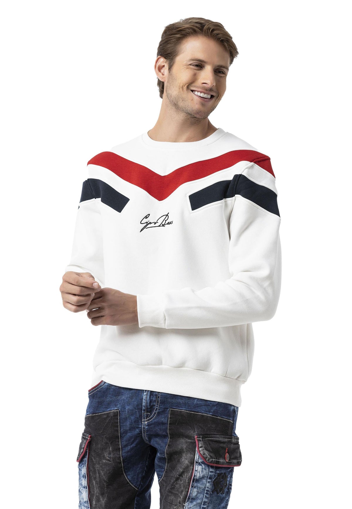 Şerit Detaylı Regular Fit Erkek Sweatshirt CL581