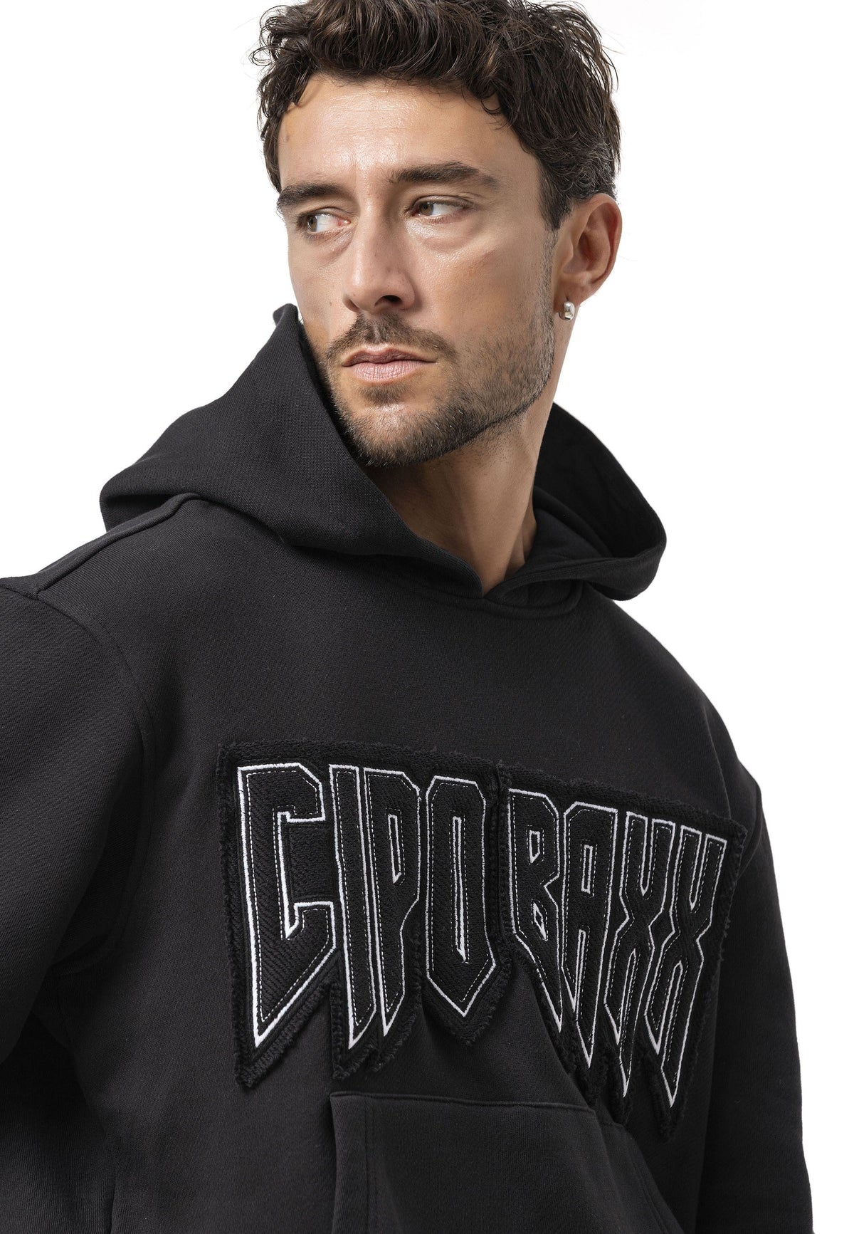 Erkek Kapüşonlu Sweatshirt Siyah Regular Fit CL601