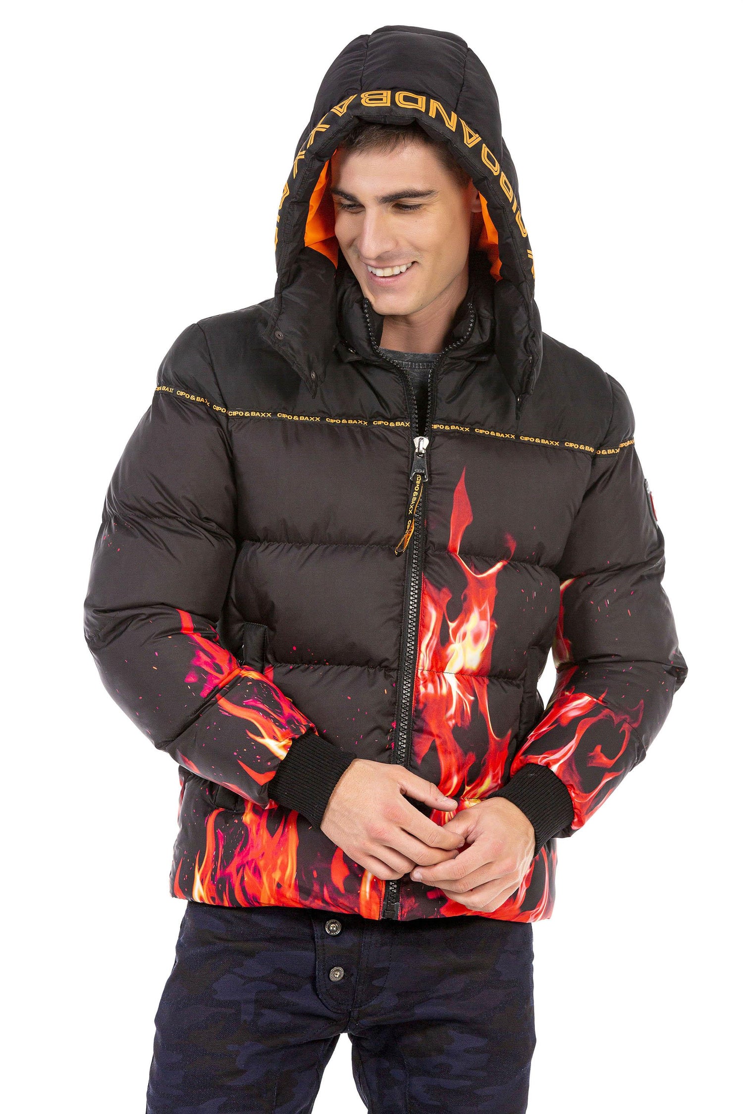 CM181 Alev Desenli Kışlık Erkek Mont