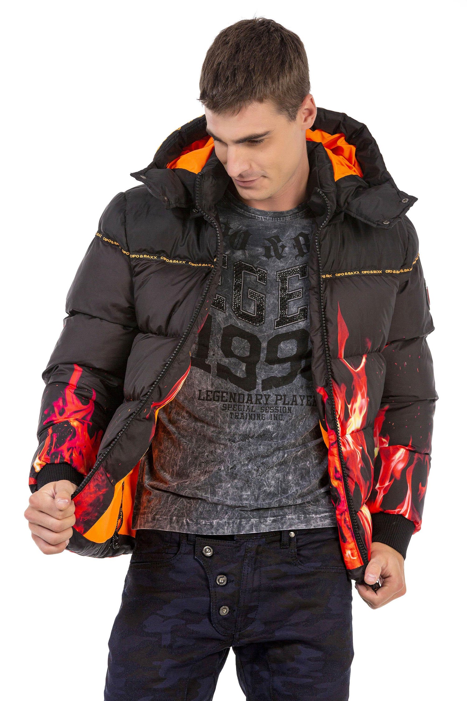 CM181 Alev Desenli Kışlık Erkek Mont