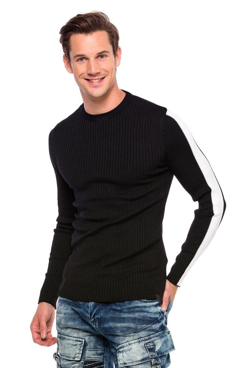 CP194 Kolu Şeritli Triko Kazak