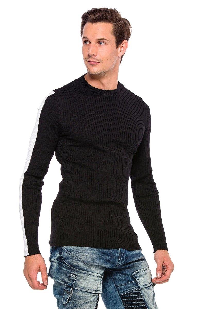 CP194 Kolu Şeritli Triko Kazak