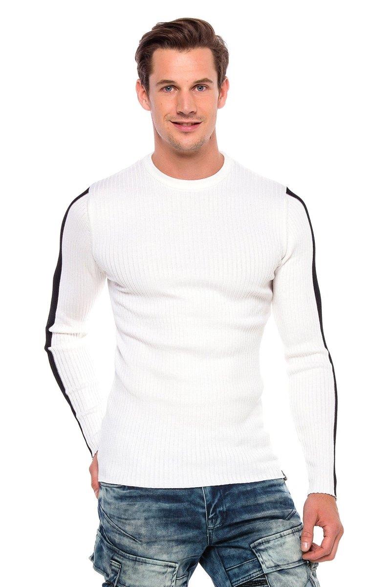 CP194 Kolu Şeritli Triko Kazak