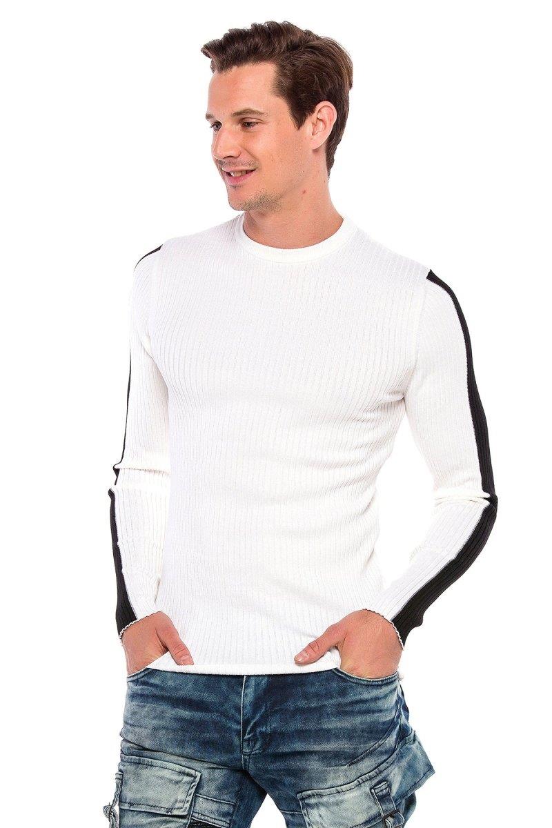 CP194 Kolu Şeritli Triko Kazak