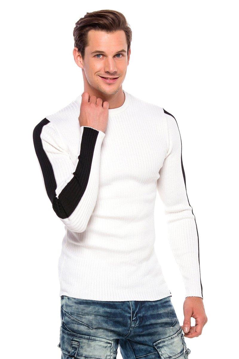 CP194 Kolu Şeritli Triko Kazak