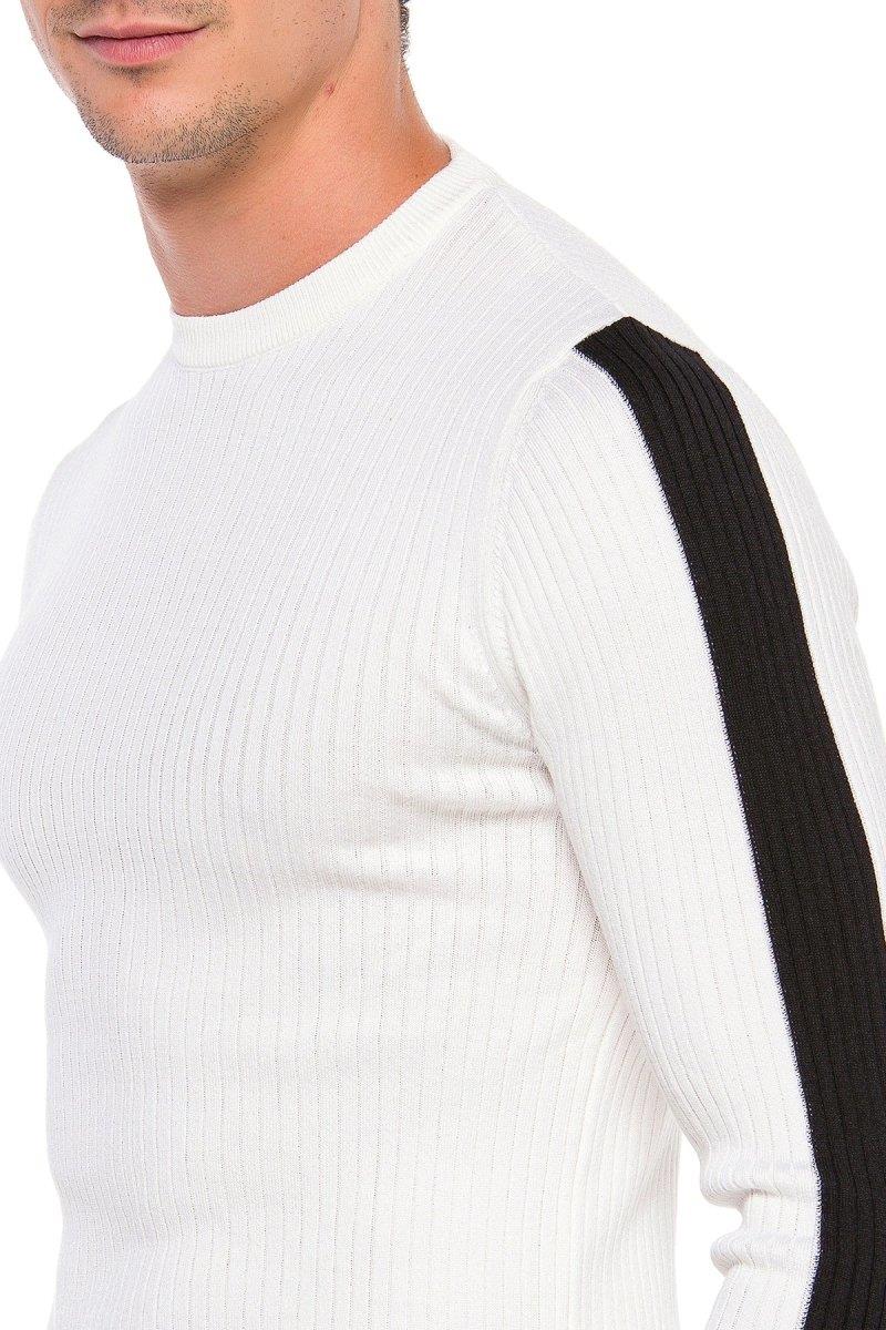 CP194 Kolu Şeritli Triko Kazak