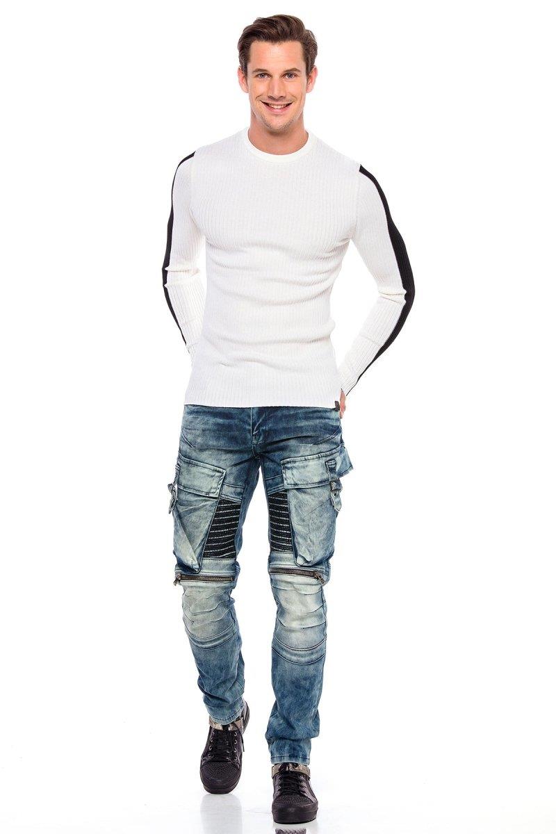 CP194 Kolu Şeritli Triko Kazak