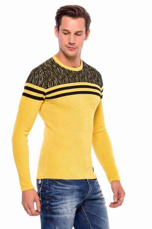 CP199 Omuz Desenli Enine Çizgi Triko Kazak