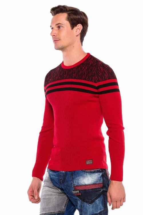 CP199 Omuz Desenli Enine Çizgi Triko Kazak