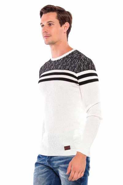 CP199 Omuz Desenli Enine Çizgi Triko Kazak