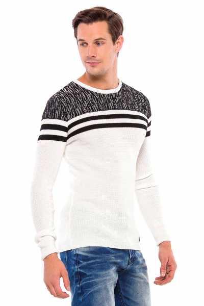 CP199 Omuz Desenli Enine Çizgi Triko Kazak