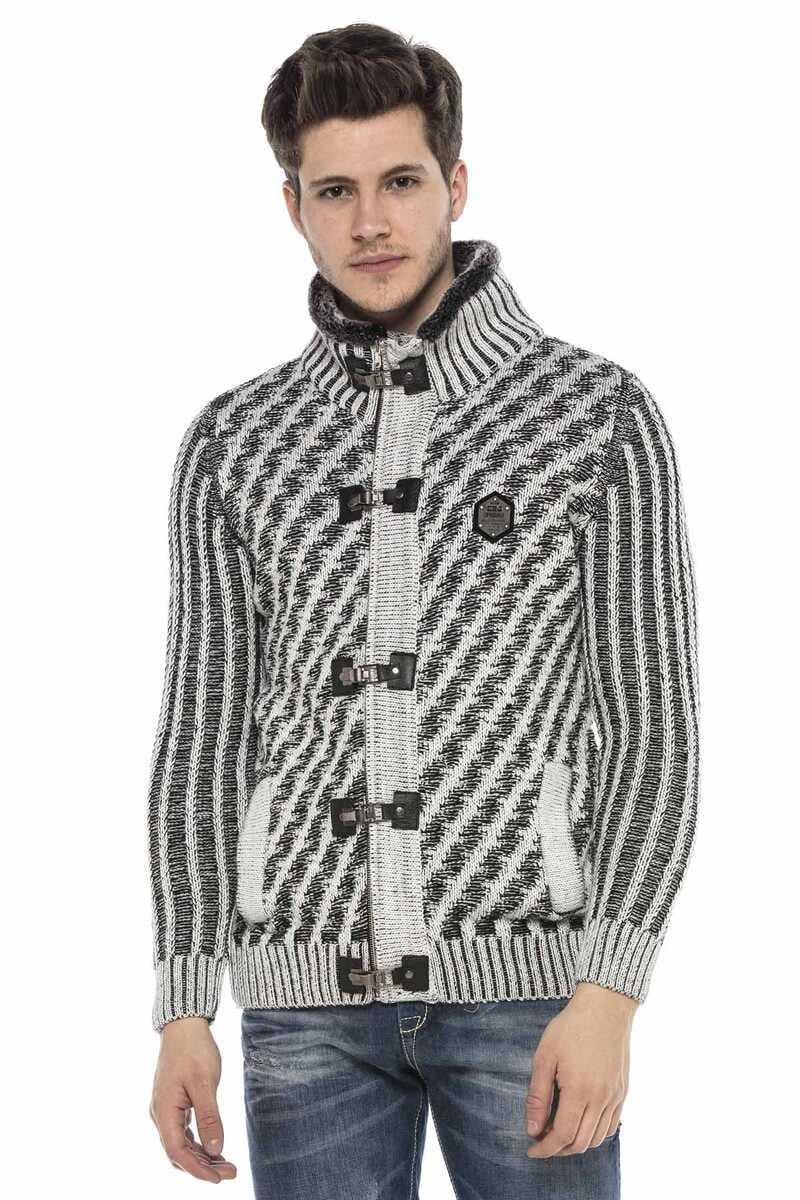 CP213 Kürk Yaka Fermuarlı Kalın Yün Slim Fit Kazak