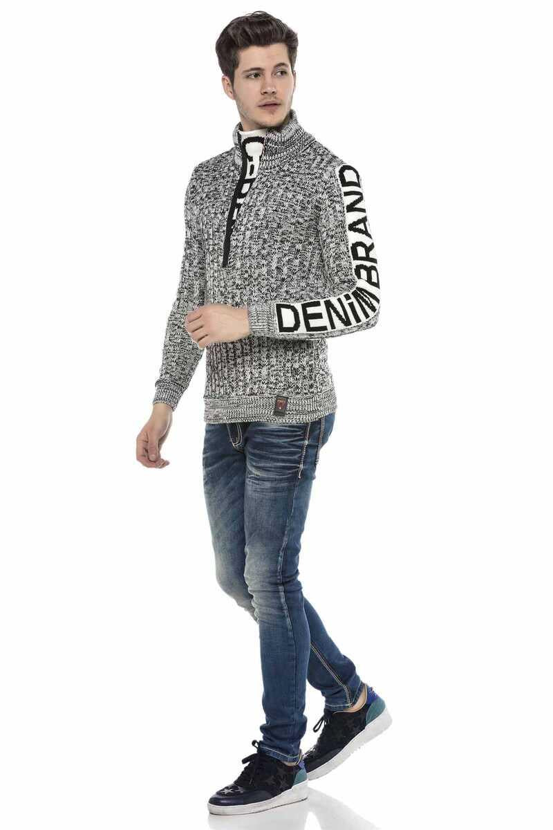 CP216 Yarım Fermuar Yaka Dokulu Kazak